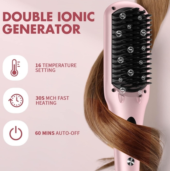 NWT PINK MIRCOPURE IONIC HAIR STRAIGHTENER BRUSH MODEL S102 HAIR CARE TOOL - Picture 4 of 8